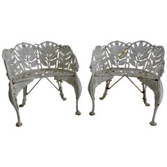 Antique Wrought Iron Side Chairs, Pair