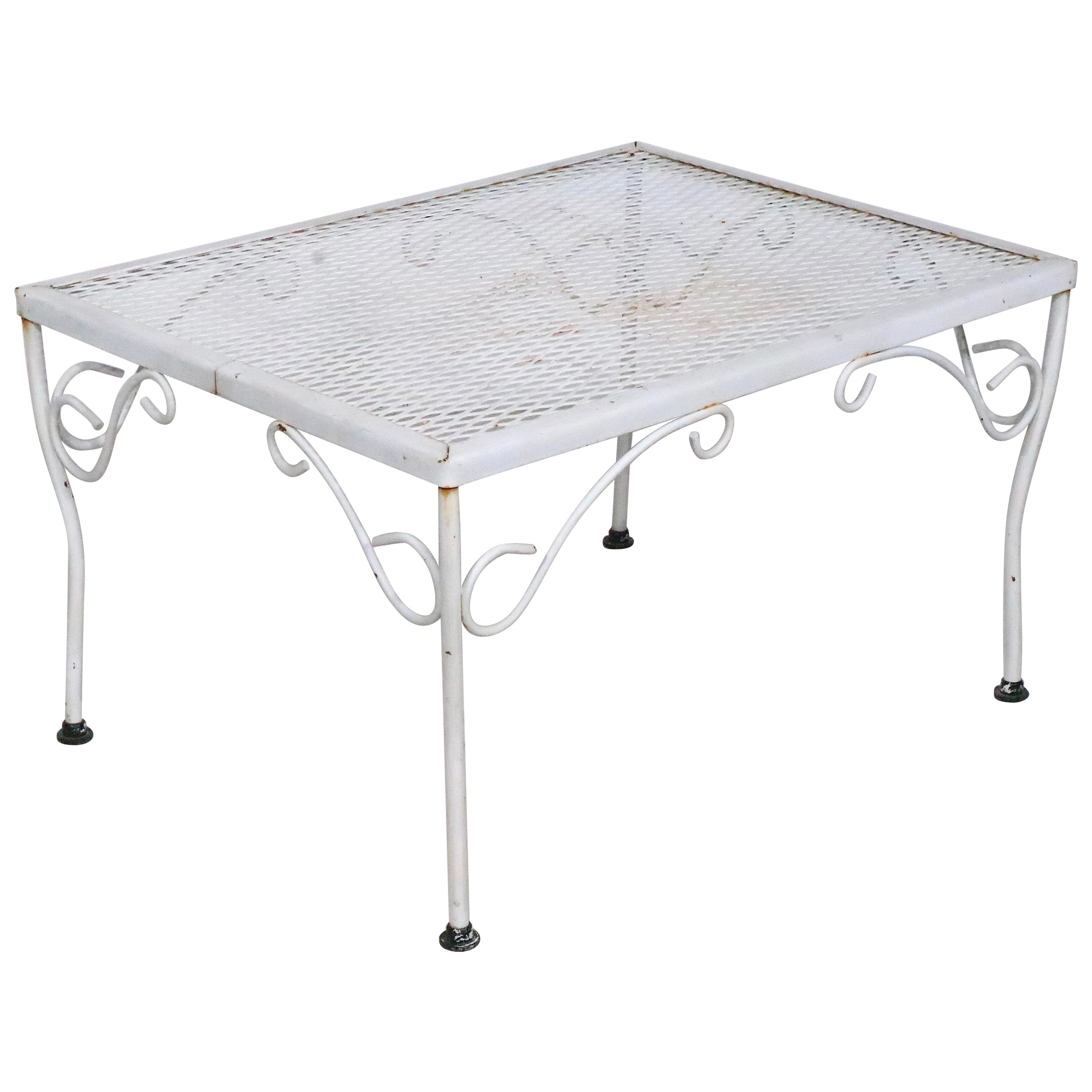 Wrought Iron Side End Patio Garden Poolside Table Att. to Woodard C 1950/1970s