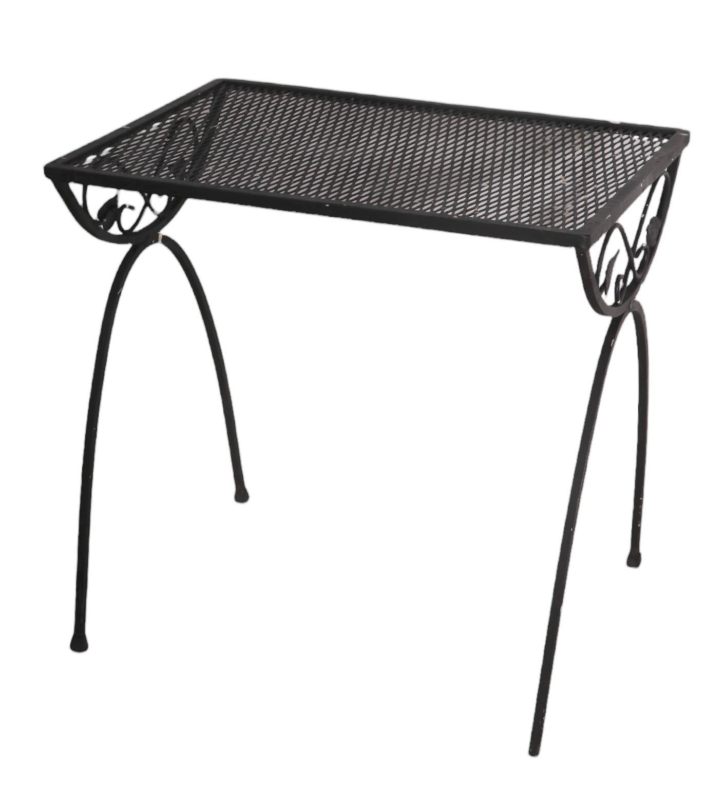 Wrought Iron Side or Garden Table After Woodard For Sale 2