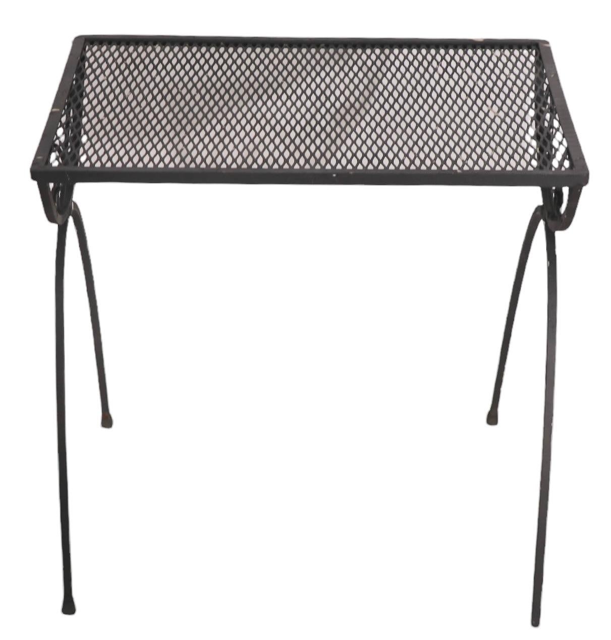 Wrought Iron Side or Garden Table After Woodard For Sale 3