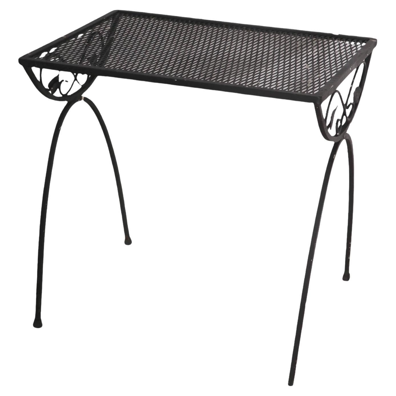 Wrought Iron Side or Garden Table After Woodard For Sale