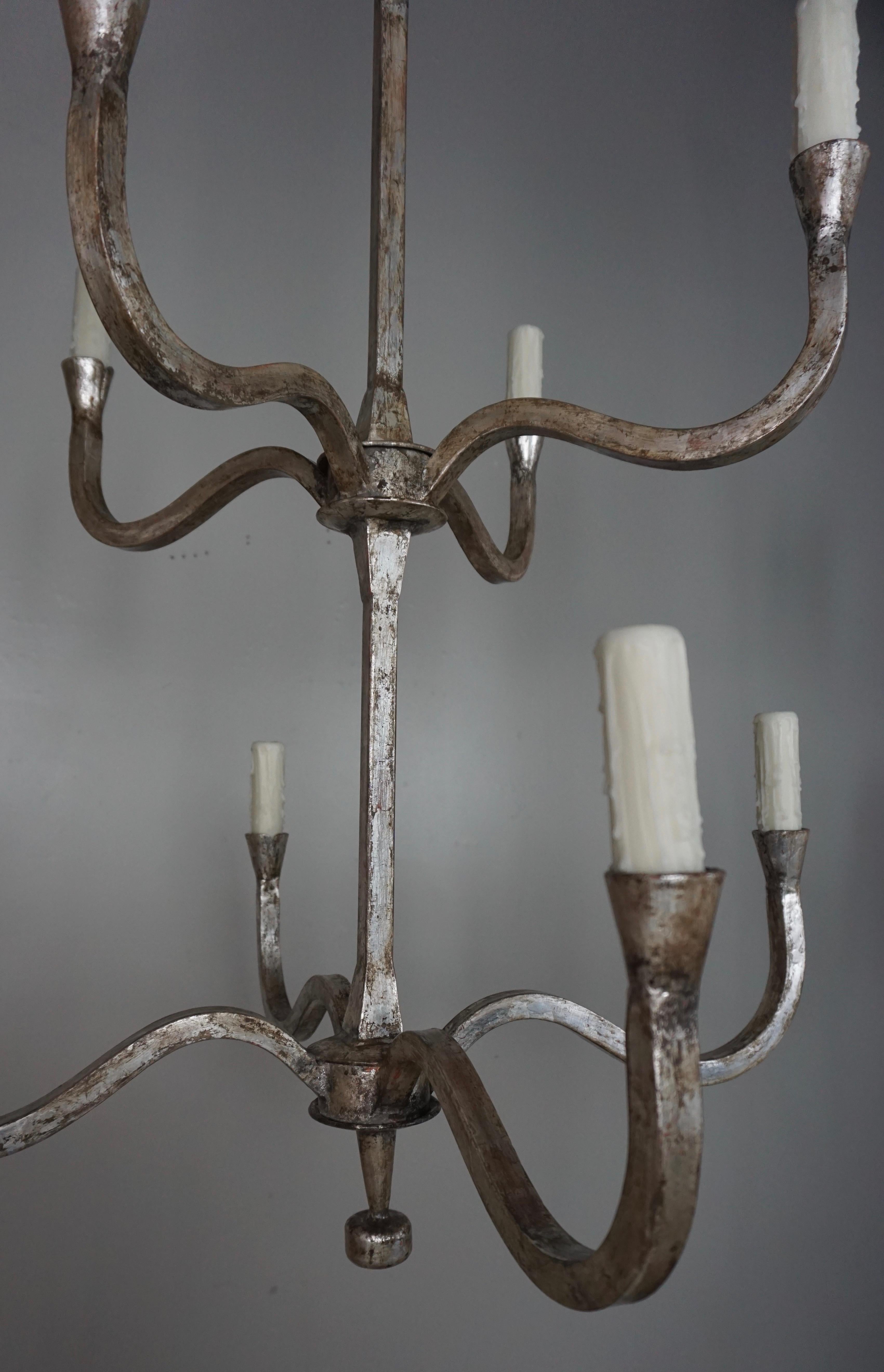 Contemporary Wrought Iron Silver Gilt Chandeliers by Melissa Levinson
