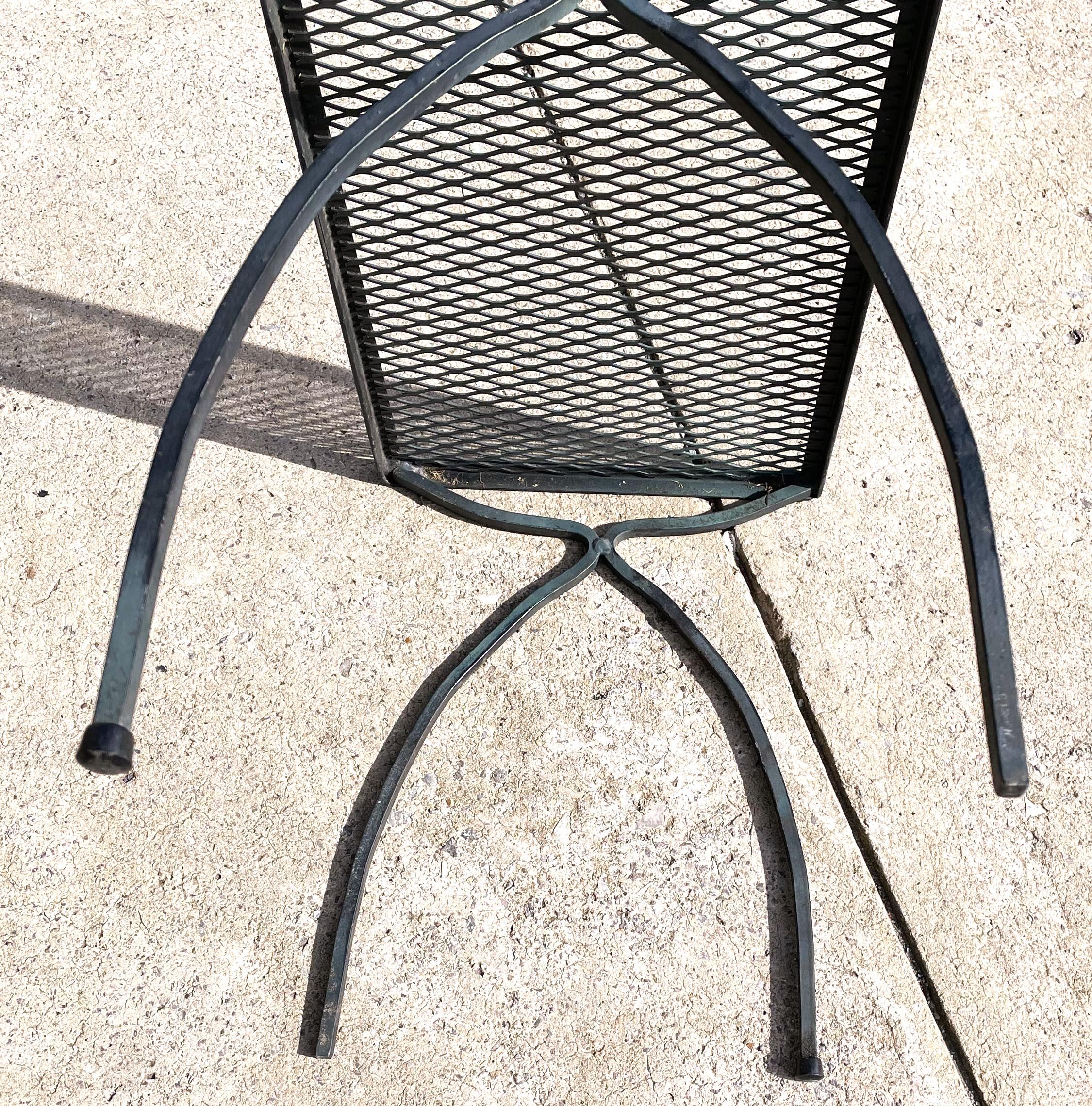 Wrought Iron Single Table from a Nesting Set Salterini Style Mesh Top In Fair Condition For Sale In Clifton Forge, VA