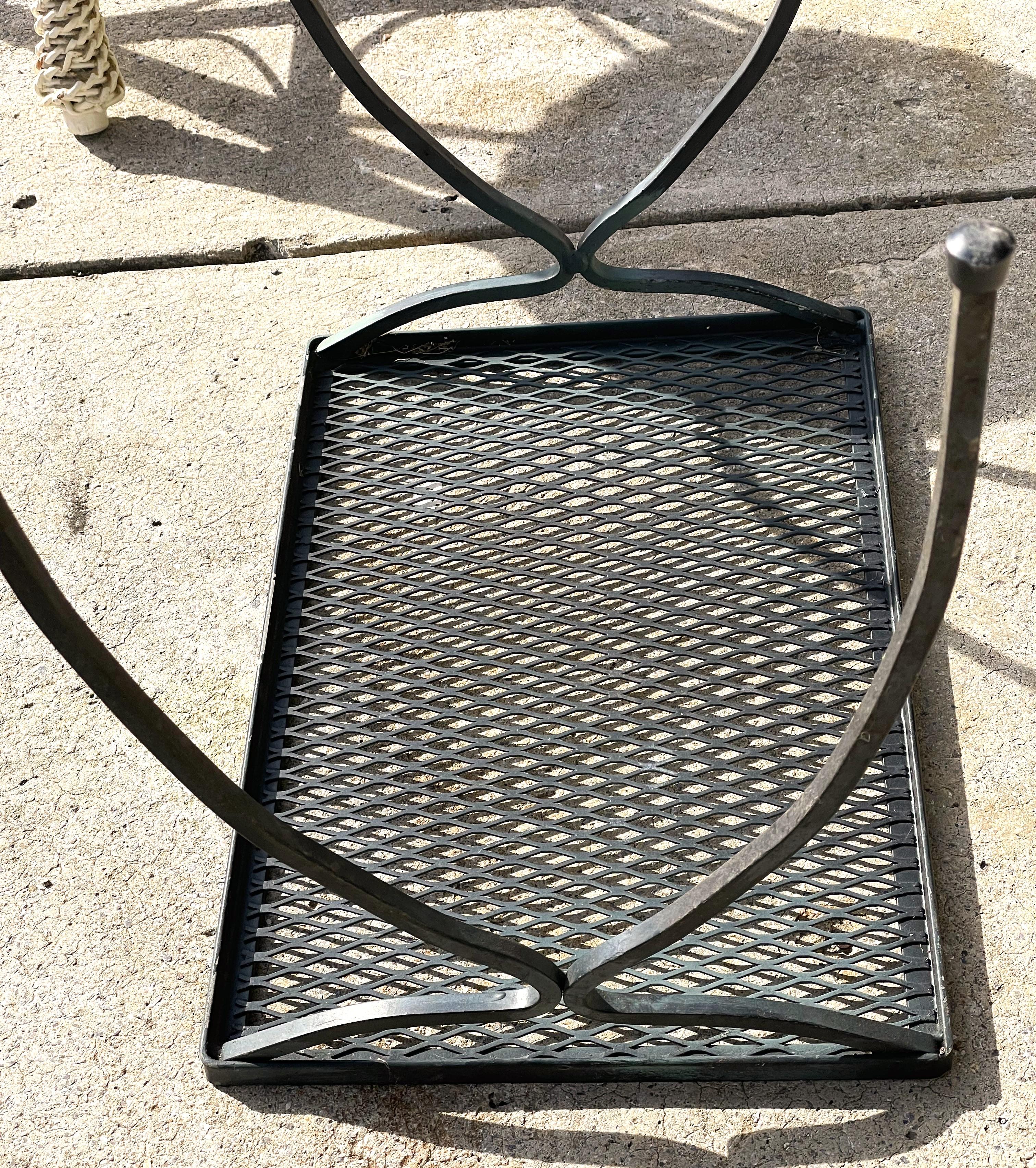 Wrought Iron Single Table from a Nesting Set Salterini Style Mesh Top For Sale 2