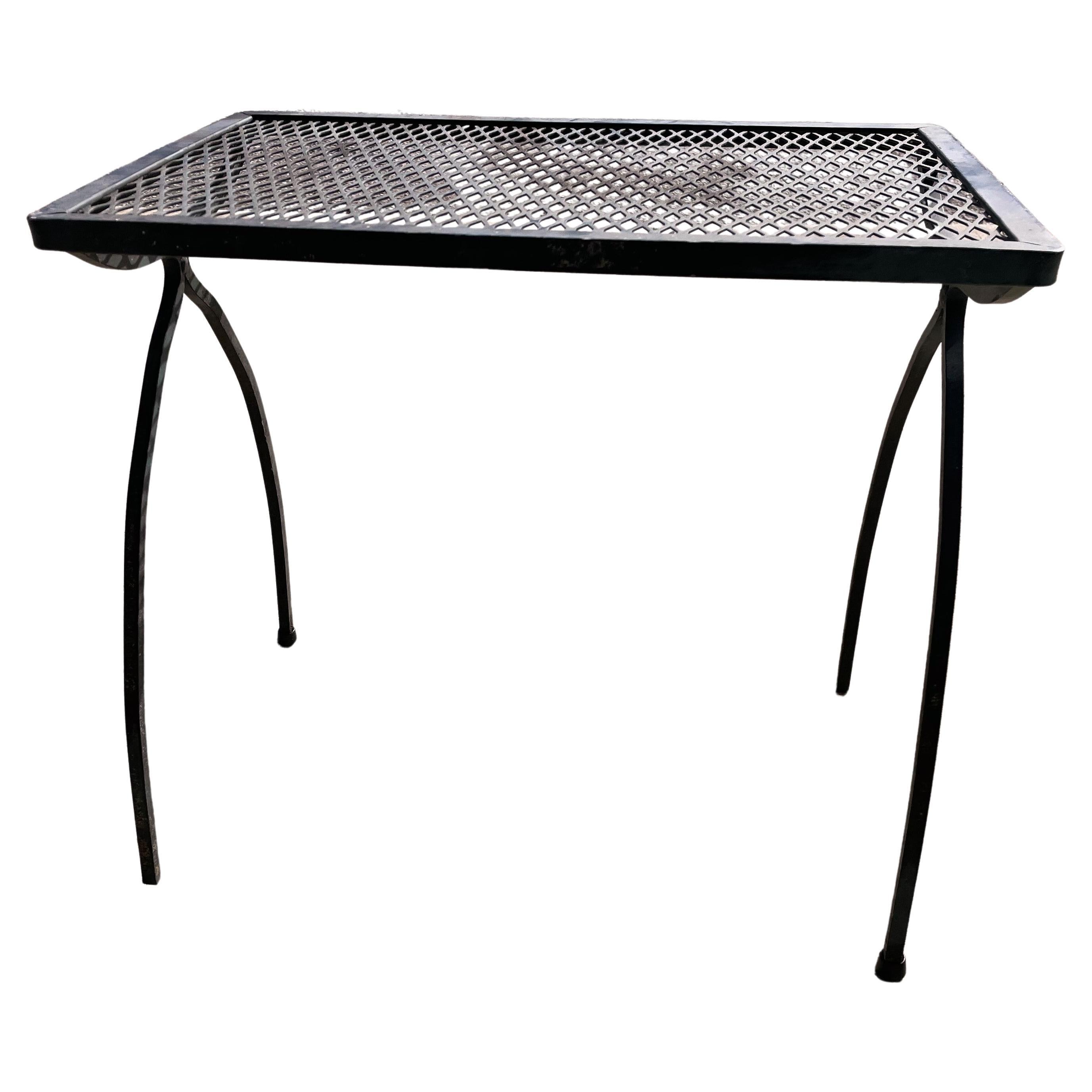 Wrought Iron Single Table from a Nesting Set Salterini Style Mesh Top For Sale