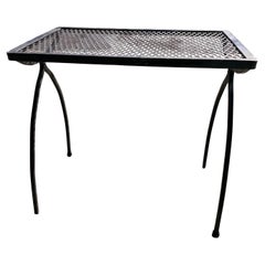 Used Wrought Iron Single Table from a Nesting Set Salterini Style Mesh Top