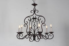 Wrought Iron Six-Arm Light Chandelier Ceiling Pendant with Key Motifs Medieval S