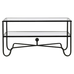 Mesa de cóctel de dos niveles «Entretoise» de cristal ahumado, de Design Frères