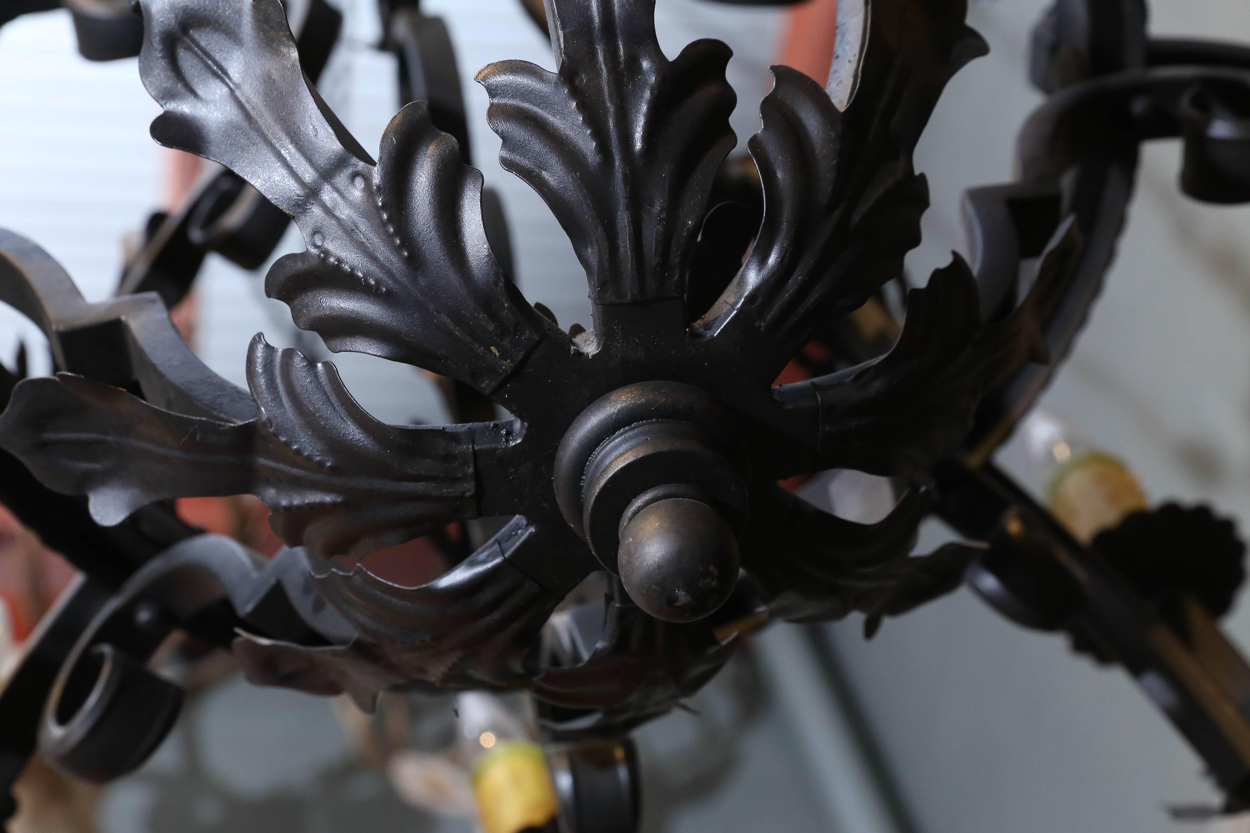 Spanish Colonial Wrought Iron Spanish-Style Eight-Light Chandelier