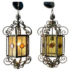 Faroles Góticos Italianos de Hierro Forjado y Stained glass (2 disponibles)