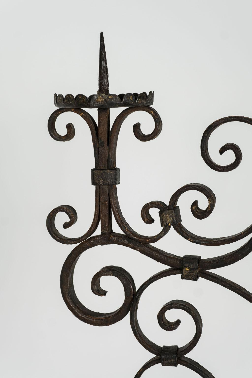 Baroque Wrought Iron Standing Candelabrum