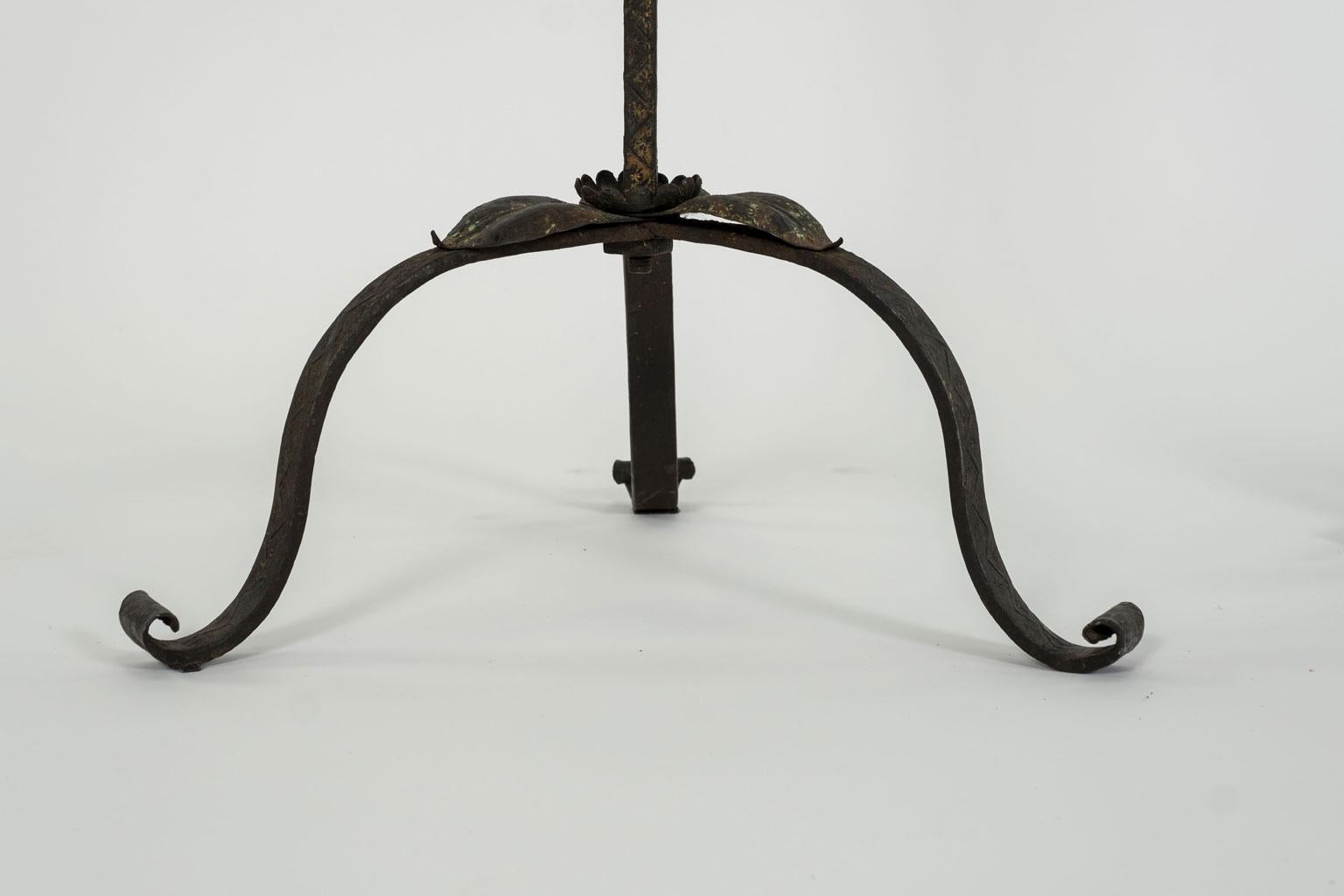 Wrought Iron Standing Candelabrum In Good Condition In Houston, TX