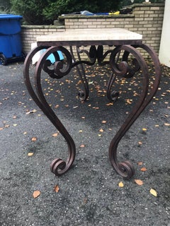 Wrought Iron and Stone Console Table