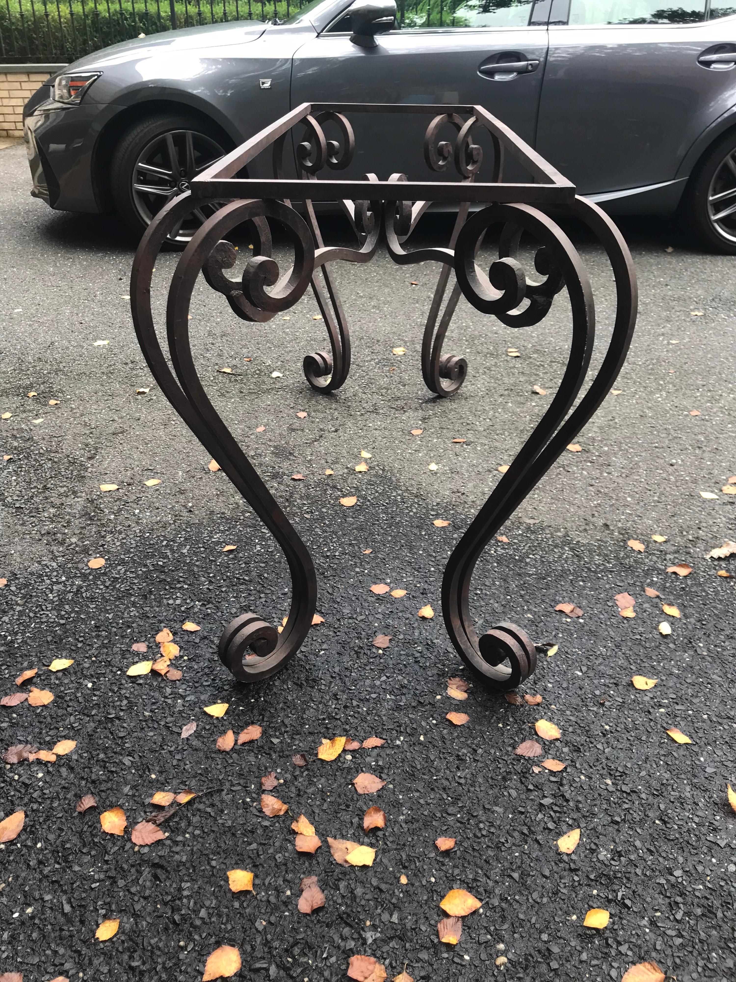 Wrought Iron and Stone Console Table In Good Condition For Sale In Livingston, NJ
