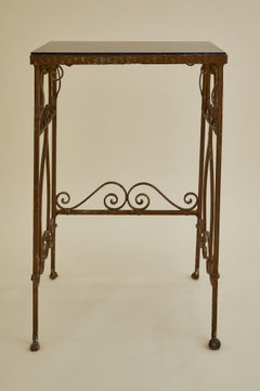 Decorative Wrought Iron Stone Top Table C 1930