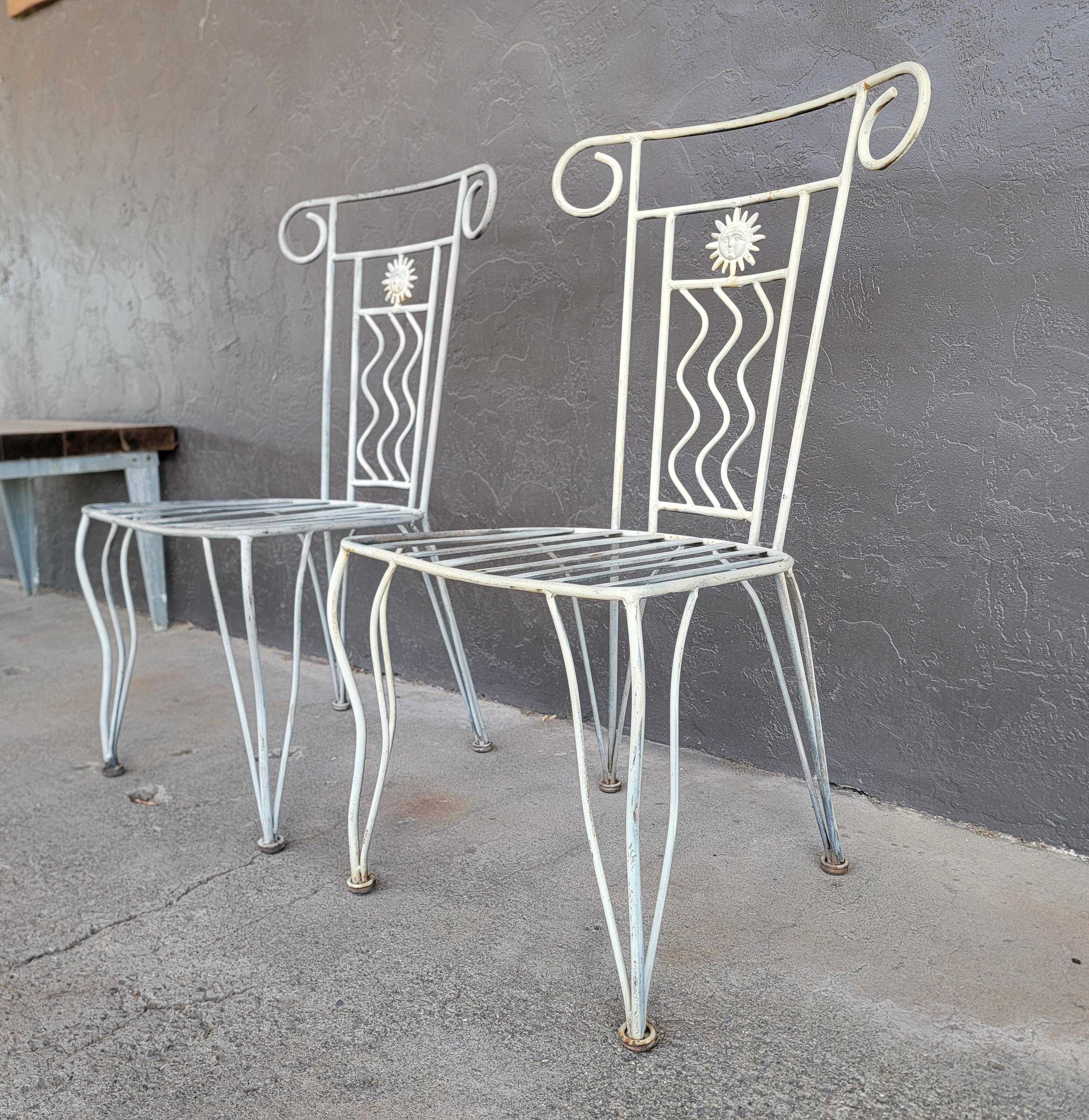 American Wrought Iron Sun Chairs Garden, Dining or Side For Sale