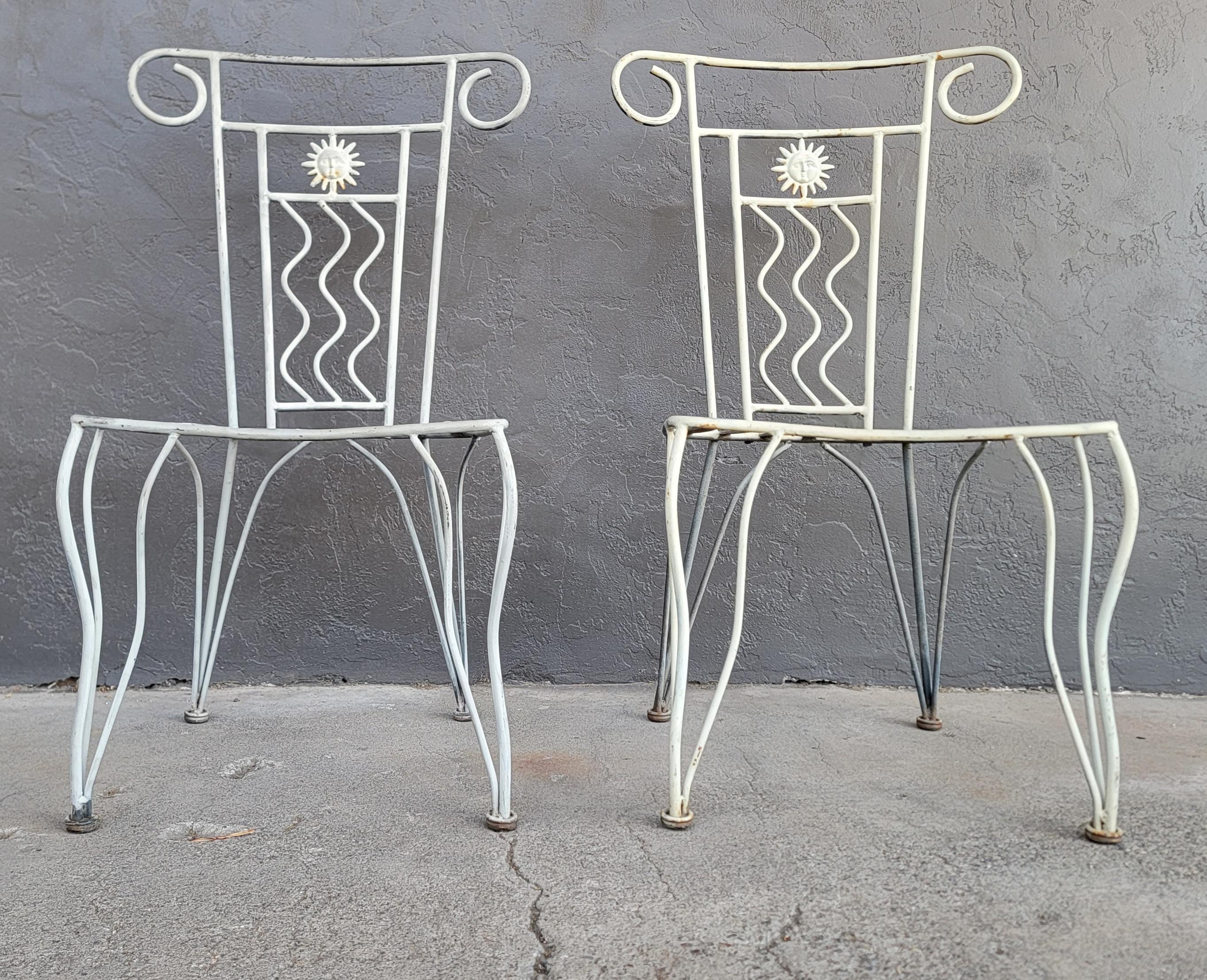 Wrought Iron Sun Chairs Garden, Dining or Side In Good Condition For Sale In Fulton, CA