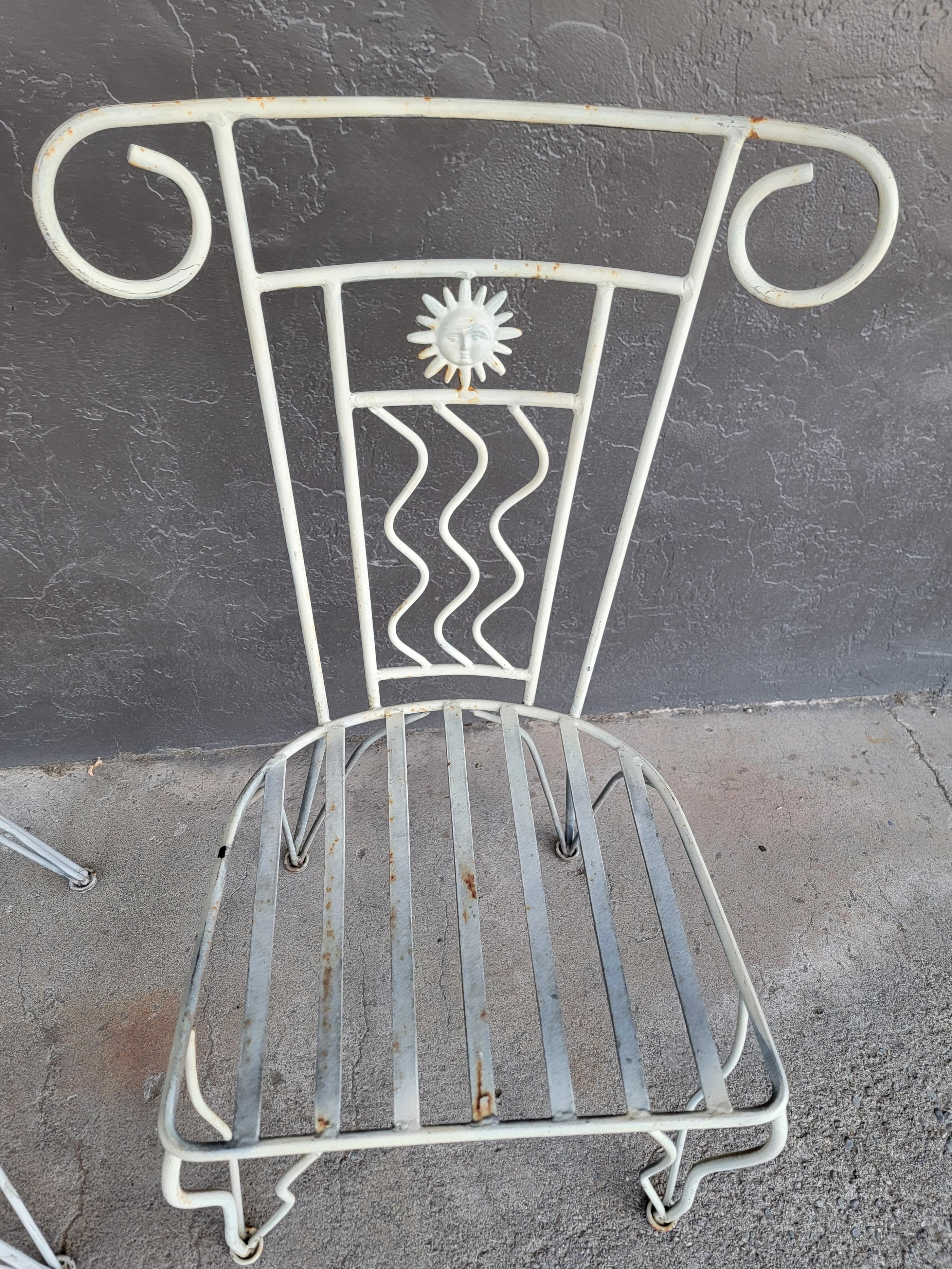 20th Century Wrought Iron Sun Chairs Garden, Dining or Side For Sale
