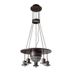 Lustre à suspension en fer forgé, vers 1920