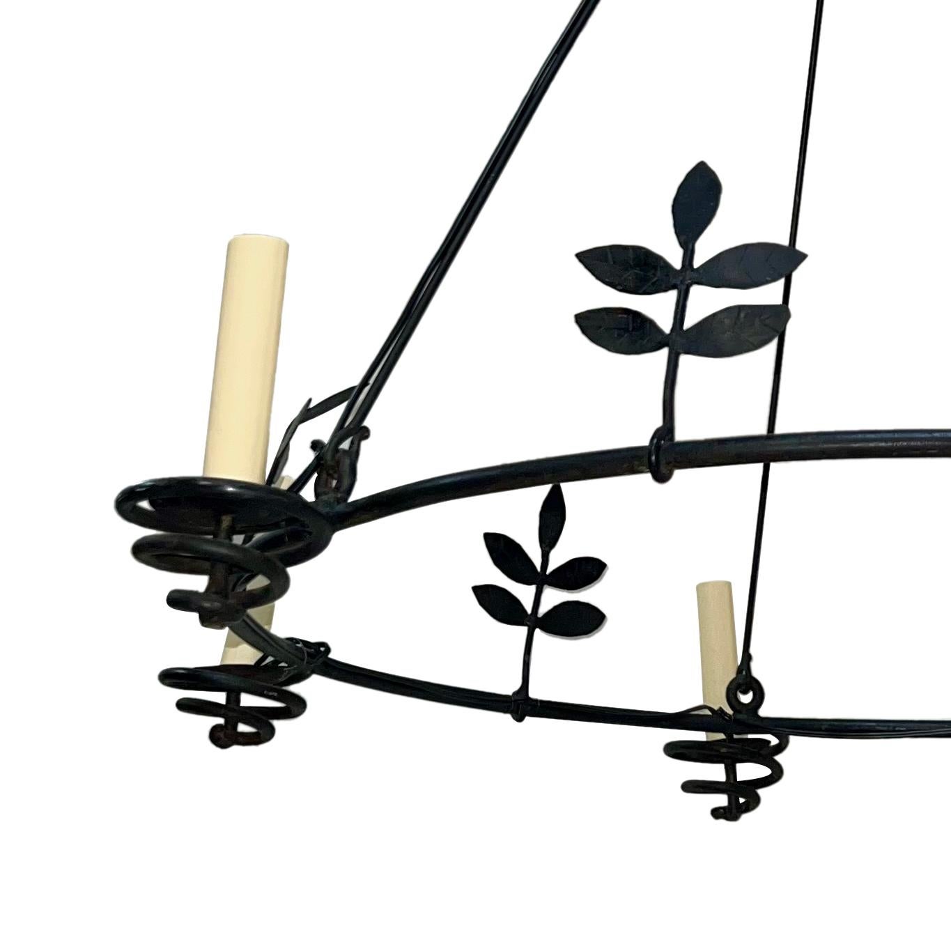 Wrought Iron Swedish Chandelier In Good Condition For Sale In New York, NY