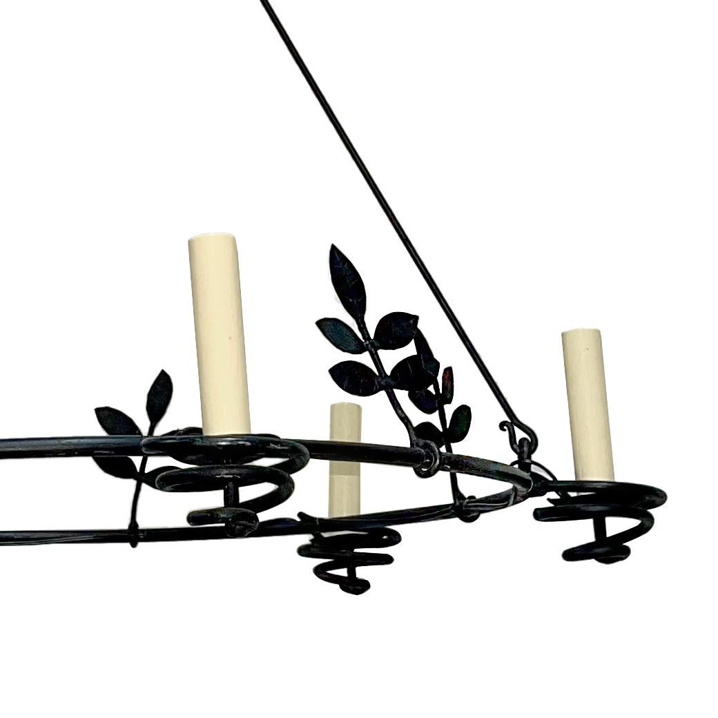 Mid-20th Century Wrought Iron Swedish Chandelier For Sale