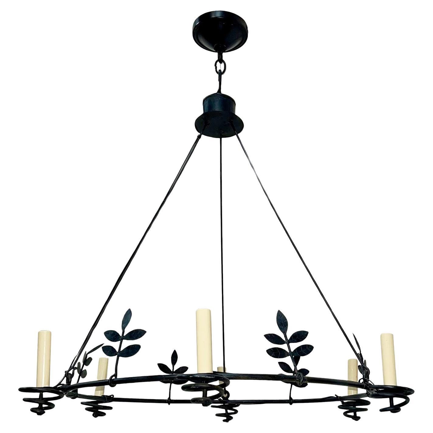 Wrought Iron Swedish Chandelier For Sale