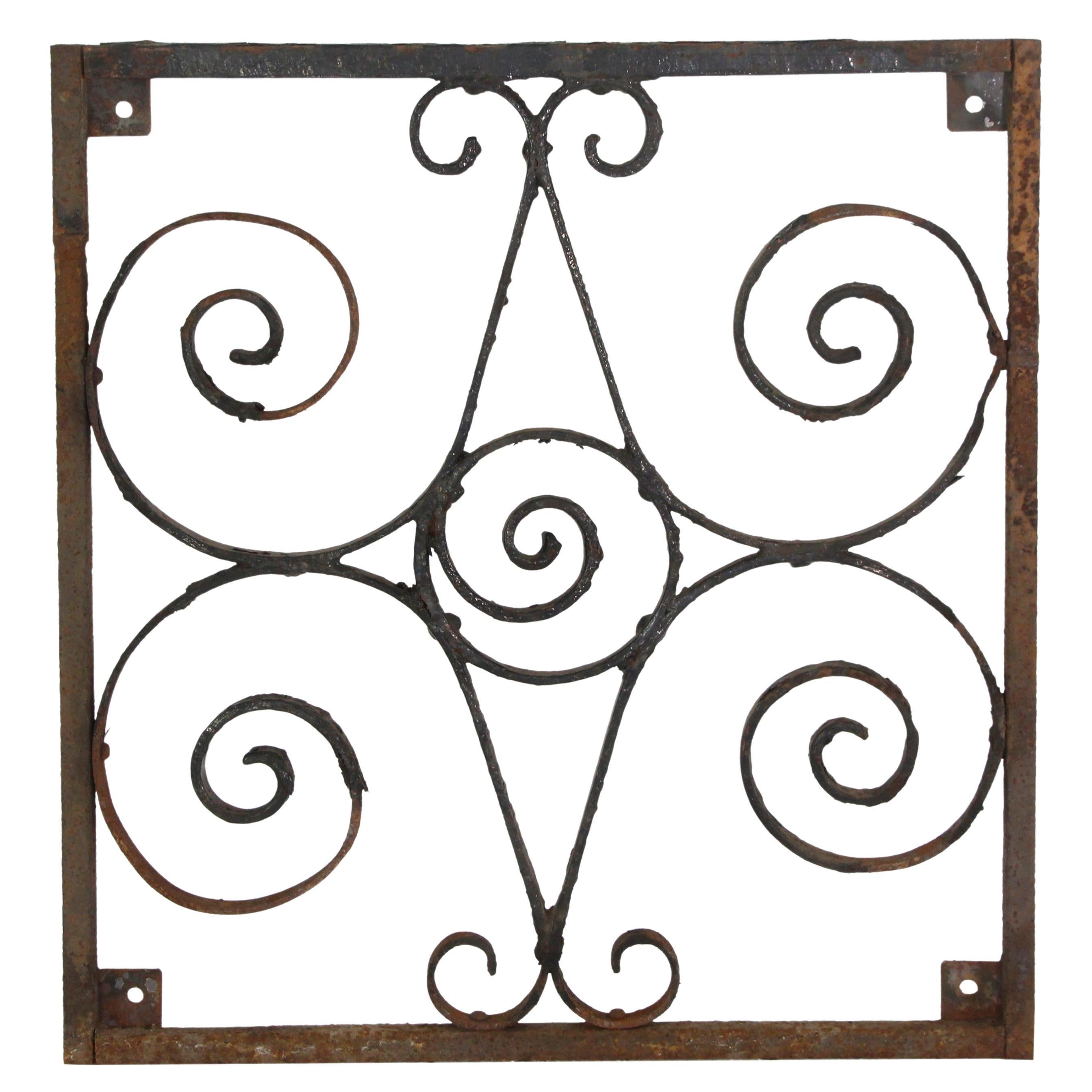 Pannello da parete per cancello in ferro battuto con design a spirale forgiato a mano