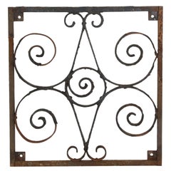 Antique Wrought Iron Swirled Design Gate Wall Panel Hand Forged