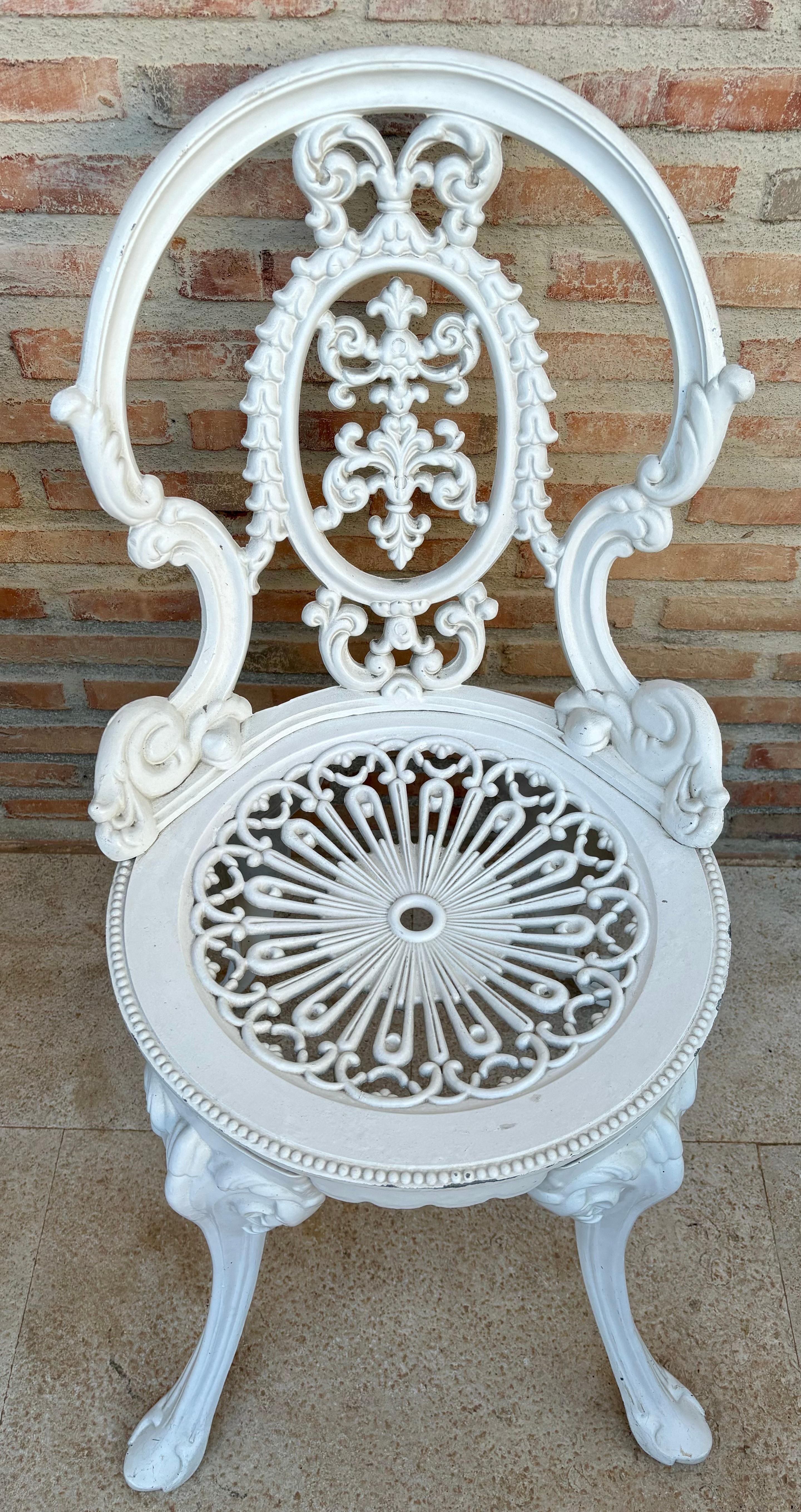 Table et chaises en fer forgé, 1940, lot de 3 4
