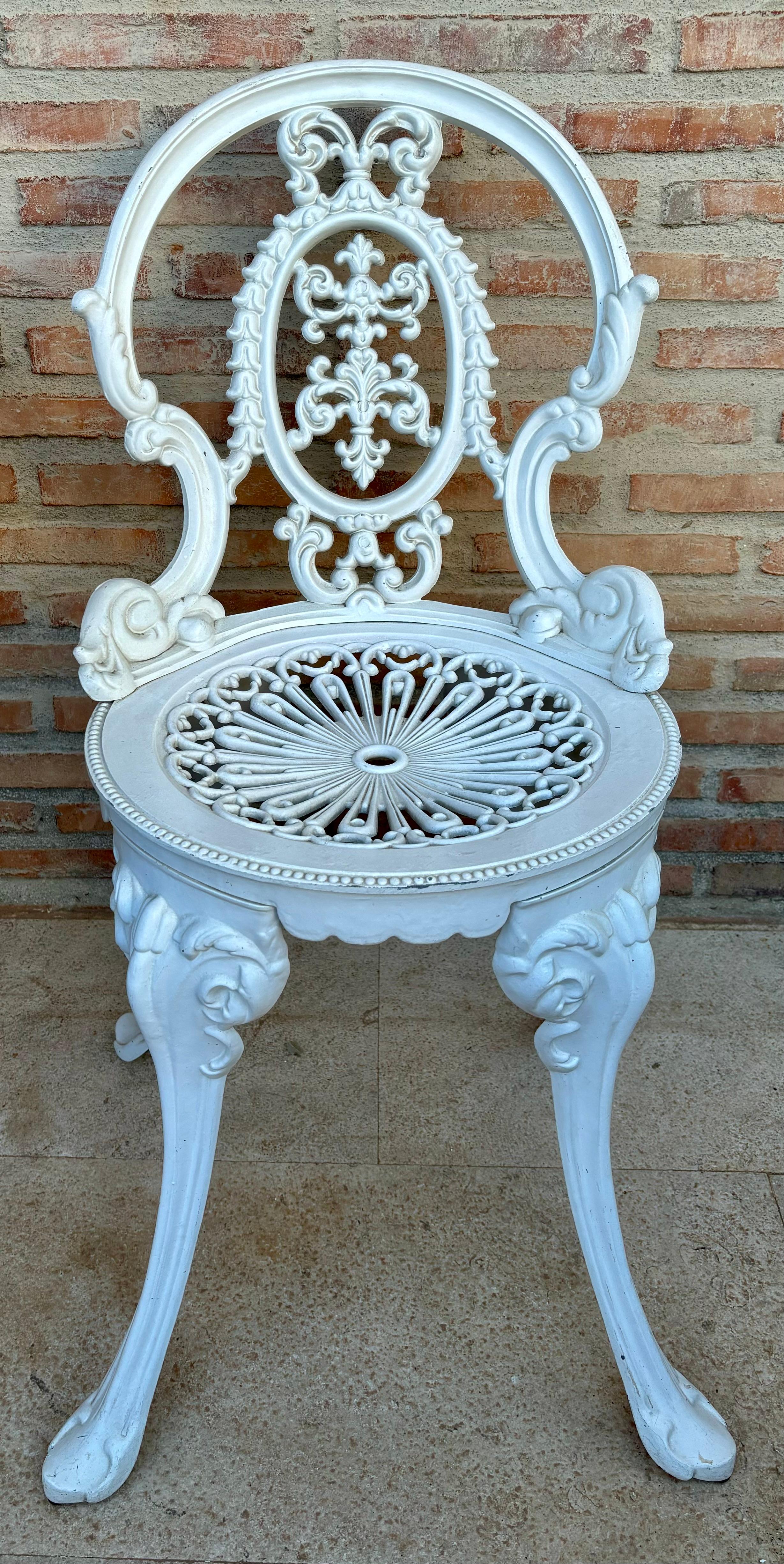 Table et chaises en fer forgé, 1940, lot de 3 6