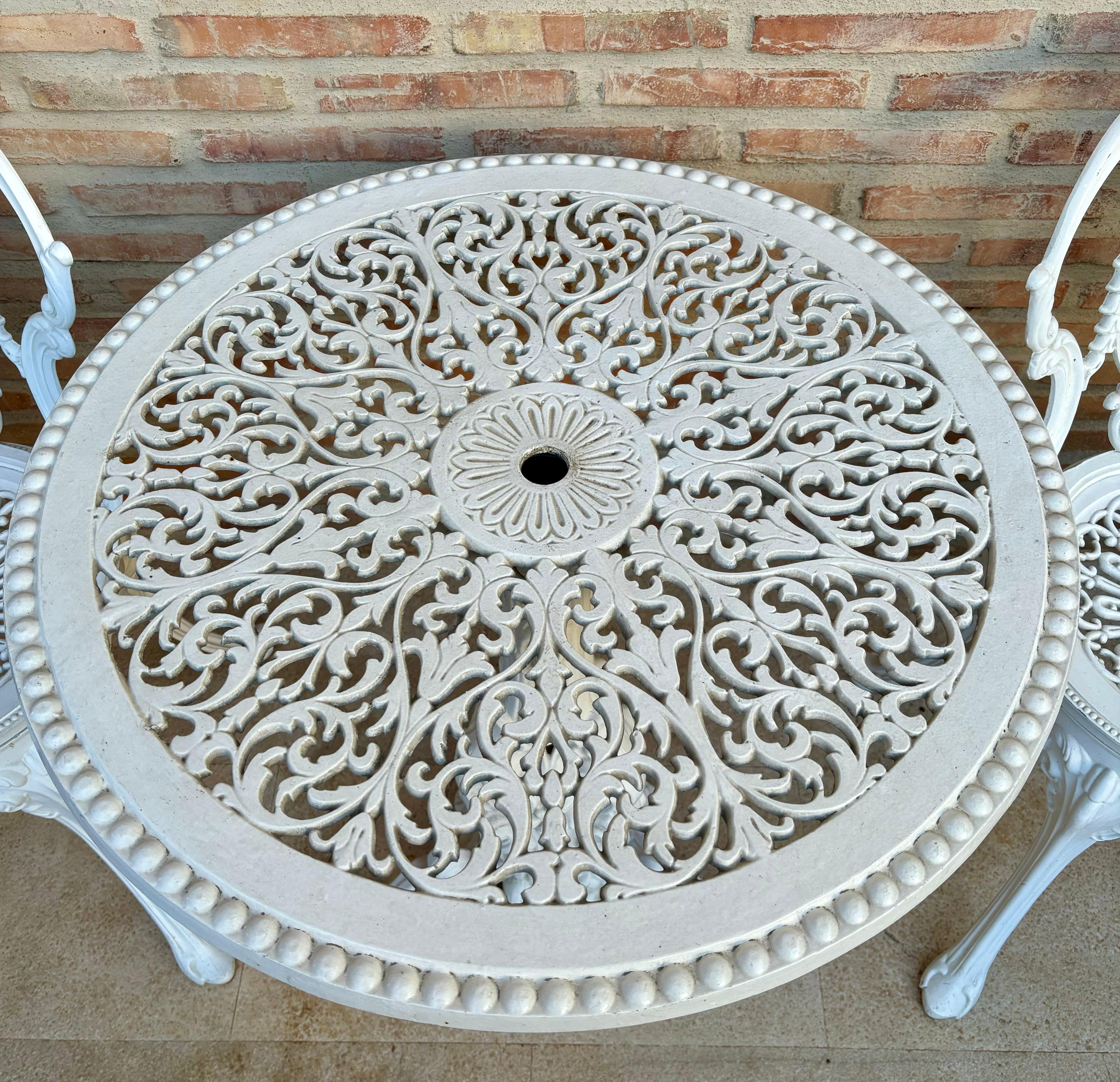 Table et chaises en fer forgé, 1940, lot de 3 9