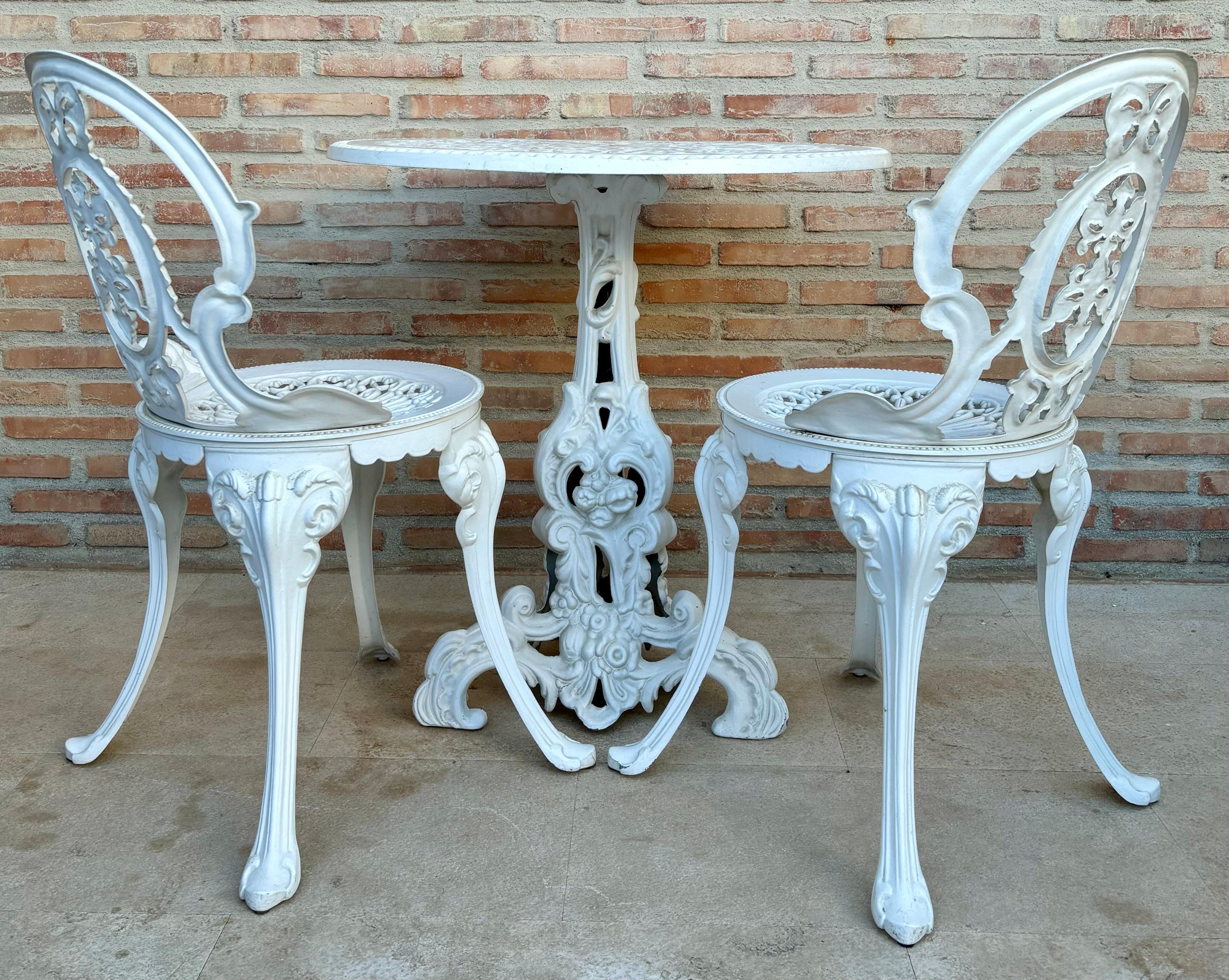 Baroque Table et chaises en fer forgé, 1940, lot de 3