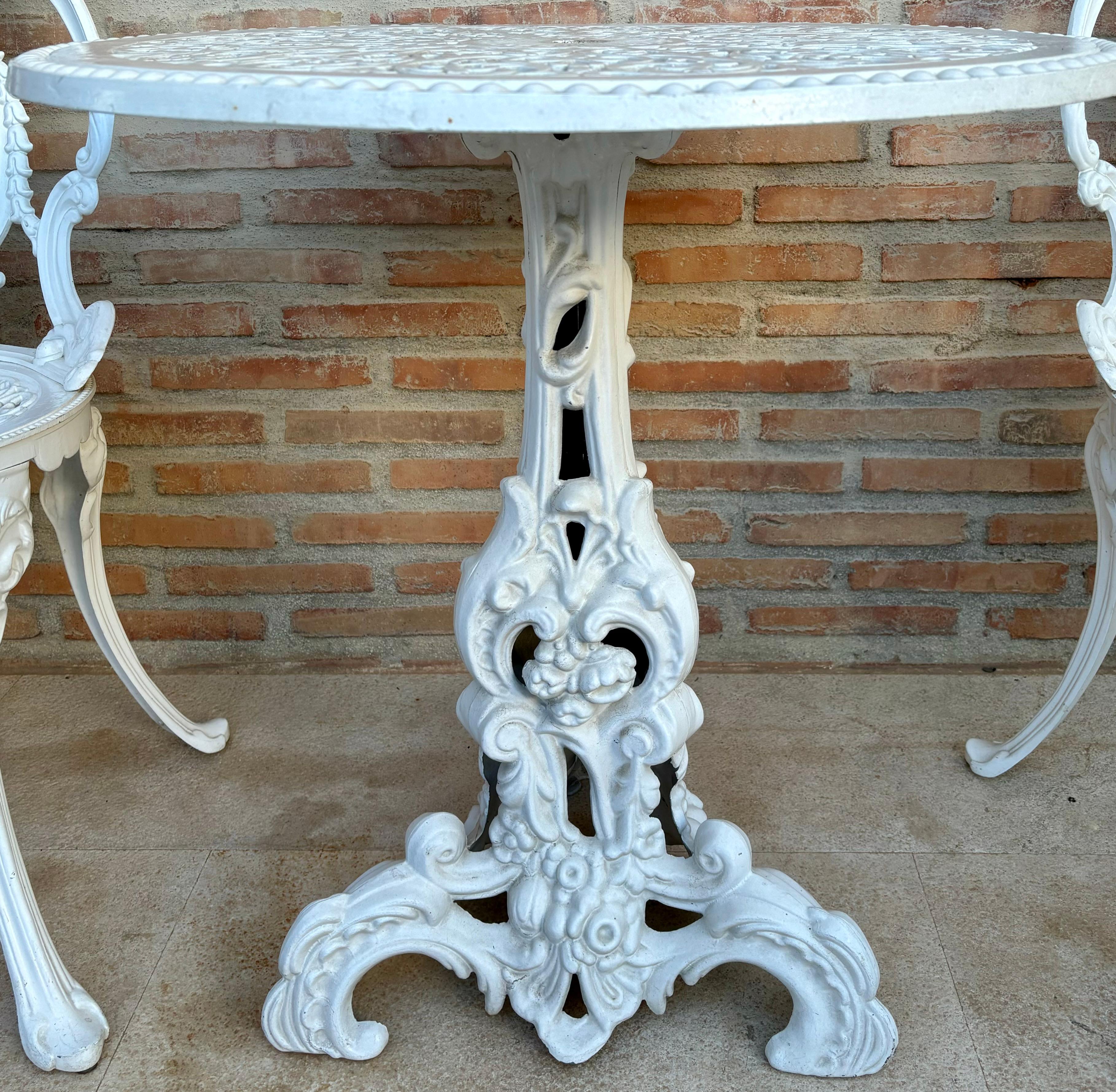 Fer Table et chaises en fer forgé, 1940, lot de 3