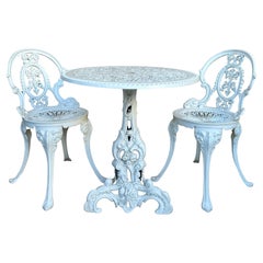 Table et chaises en fer forgé, 1940, lot de 3