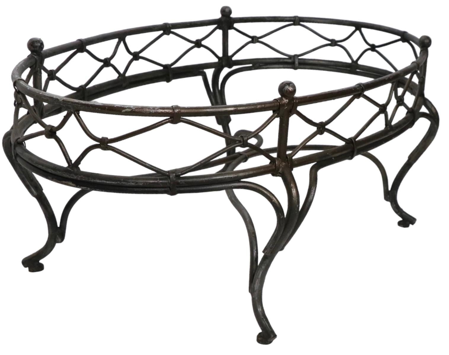 Neoclassical Revival Wrought Iron Table Base Suitable for Indoor or Outdoor Use