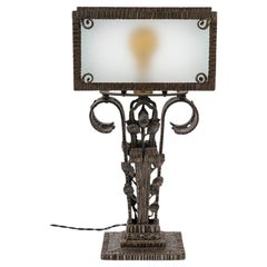 Wrought Iron Table Lamp, Art Deco, 1930.