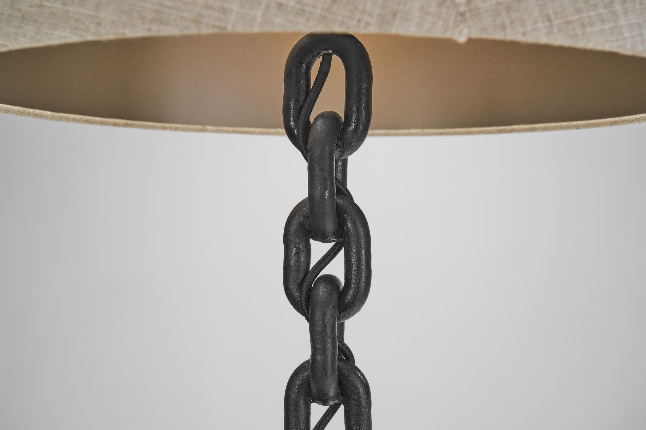 Wrought Iron Table Lamp with Chain Links, France 1960s For Sale 7