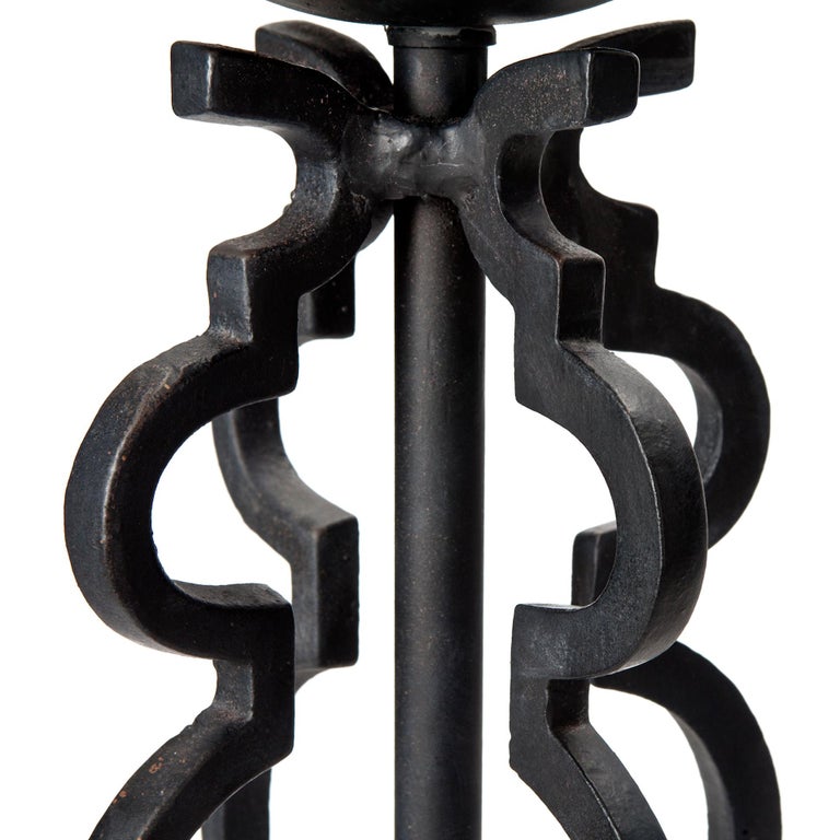 Forged Wrought Iron Table Lamps, a pair For Sale