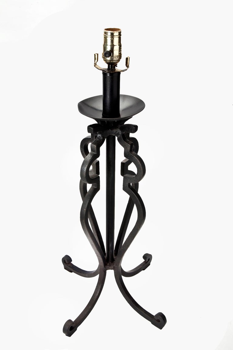 Mid-20th Century Wrought Iron Table Lamps, a pair For Sale