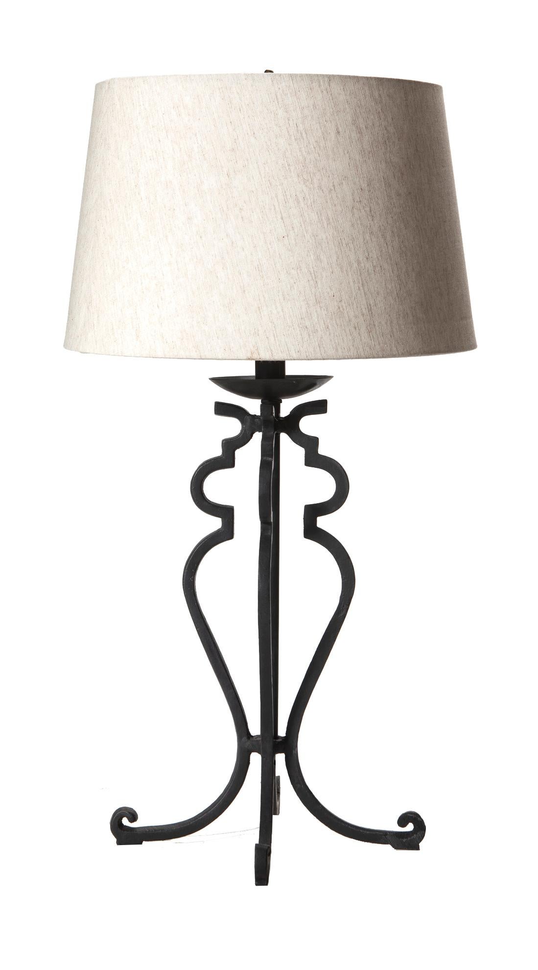 Mid-20th Century Wrought Iron Table Lamps, a pair For Sale