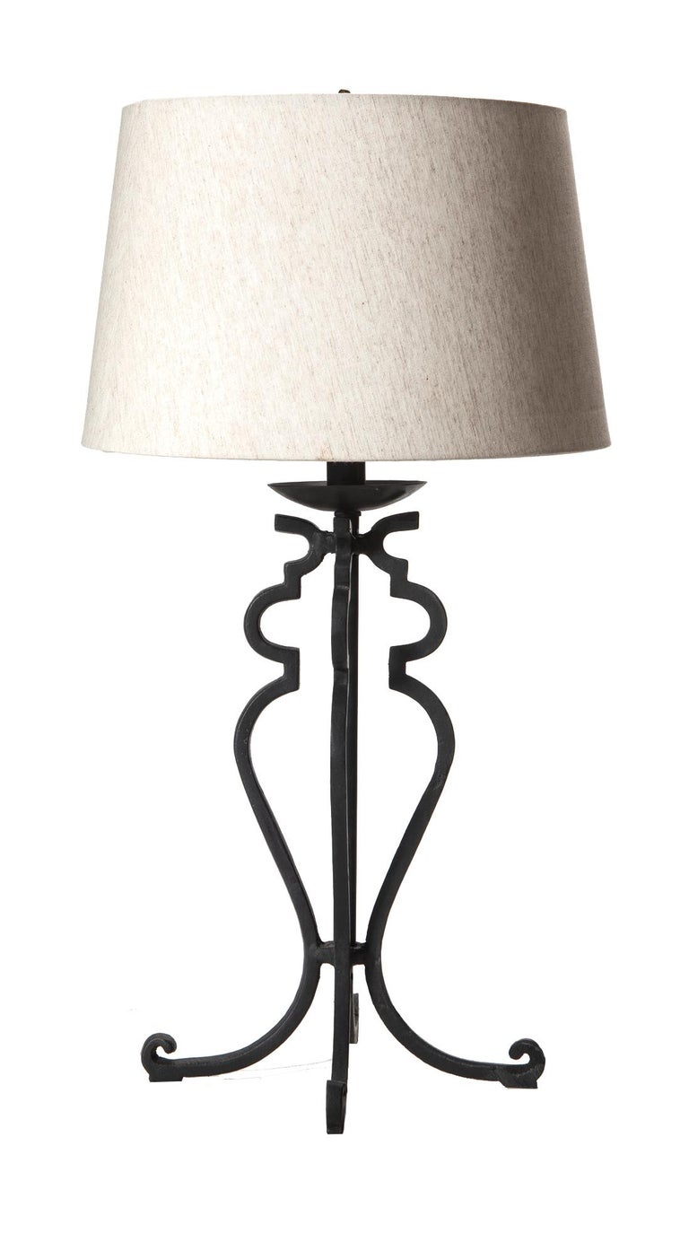 Wrought Iron Table Lamps, a pair For Sale 2