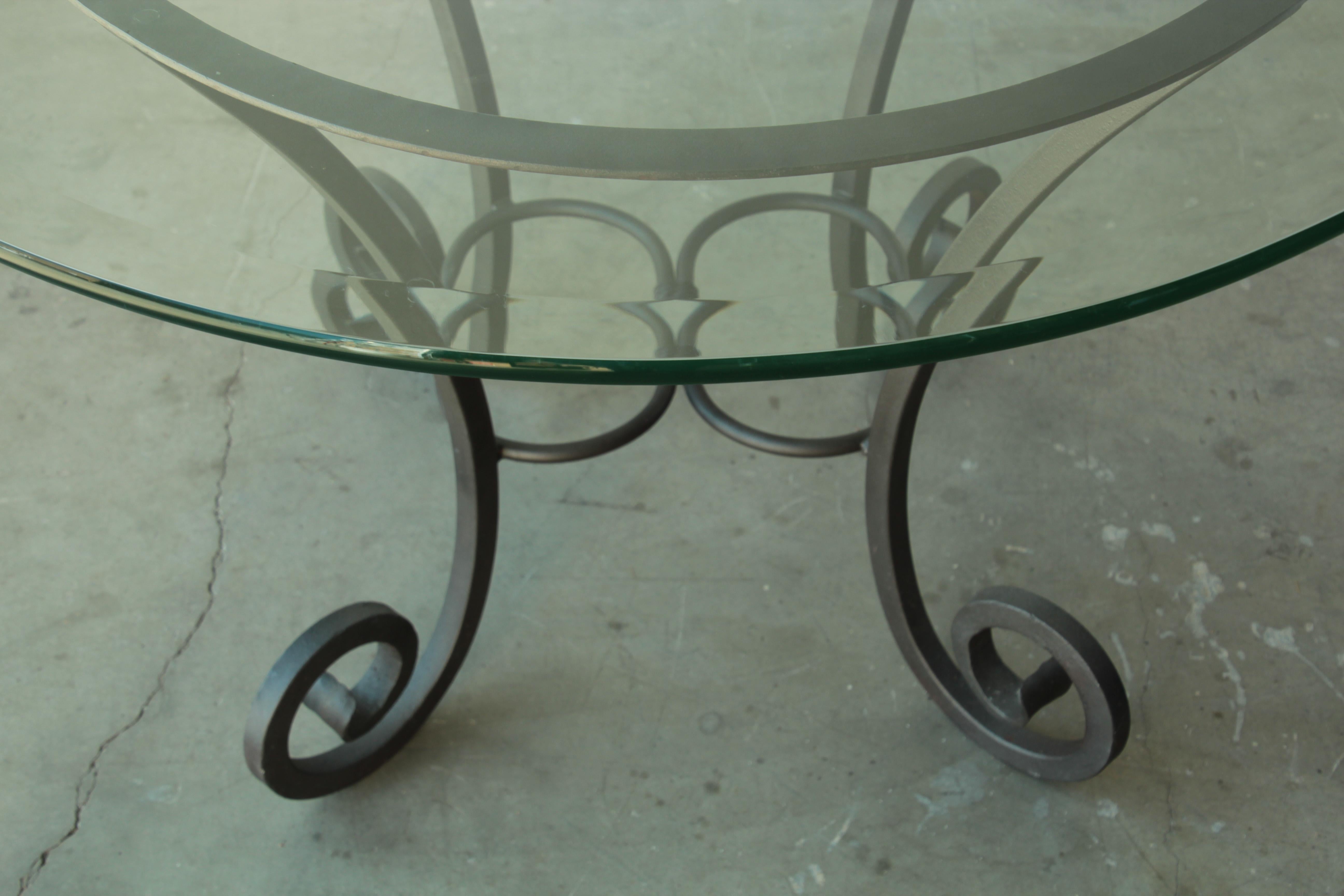 Spanish Colonial Wrought Iron Table with Glass Top