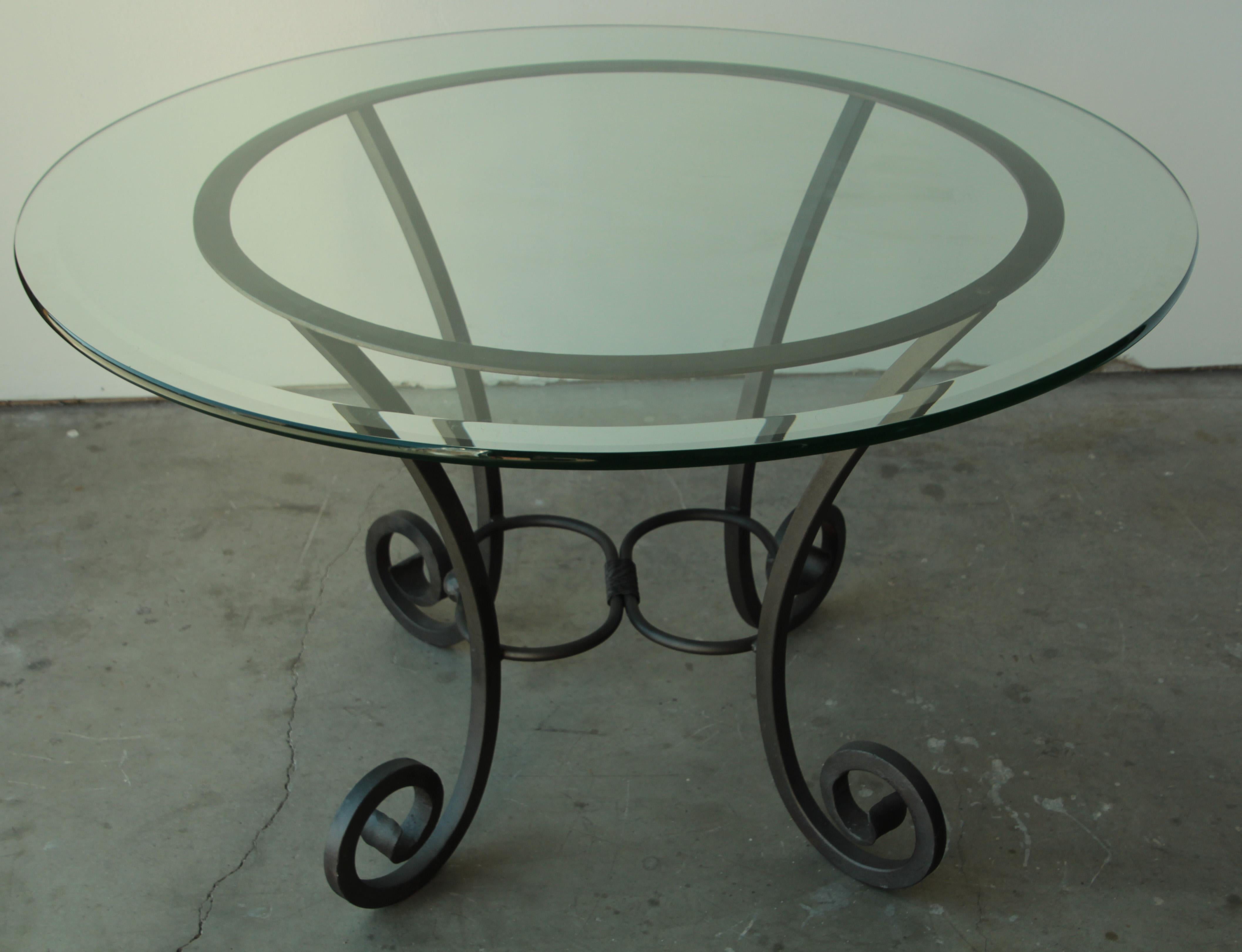 American Wrought Iron Table with Glass Top