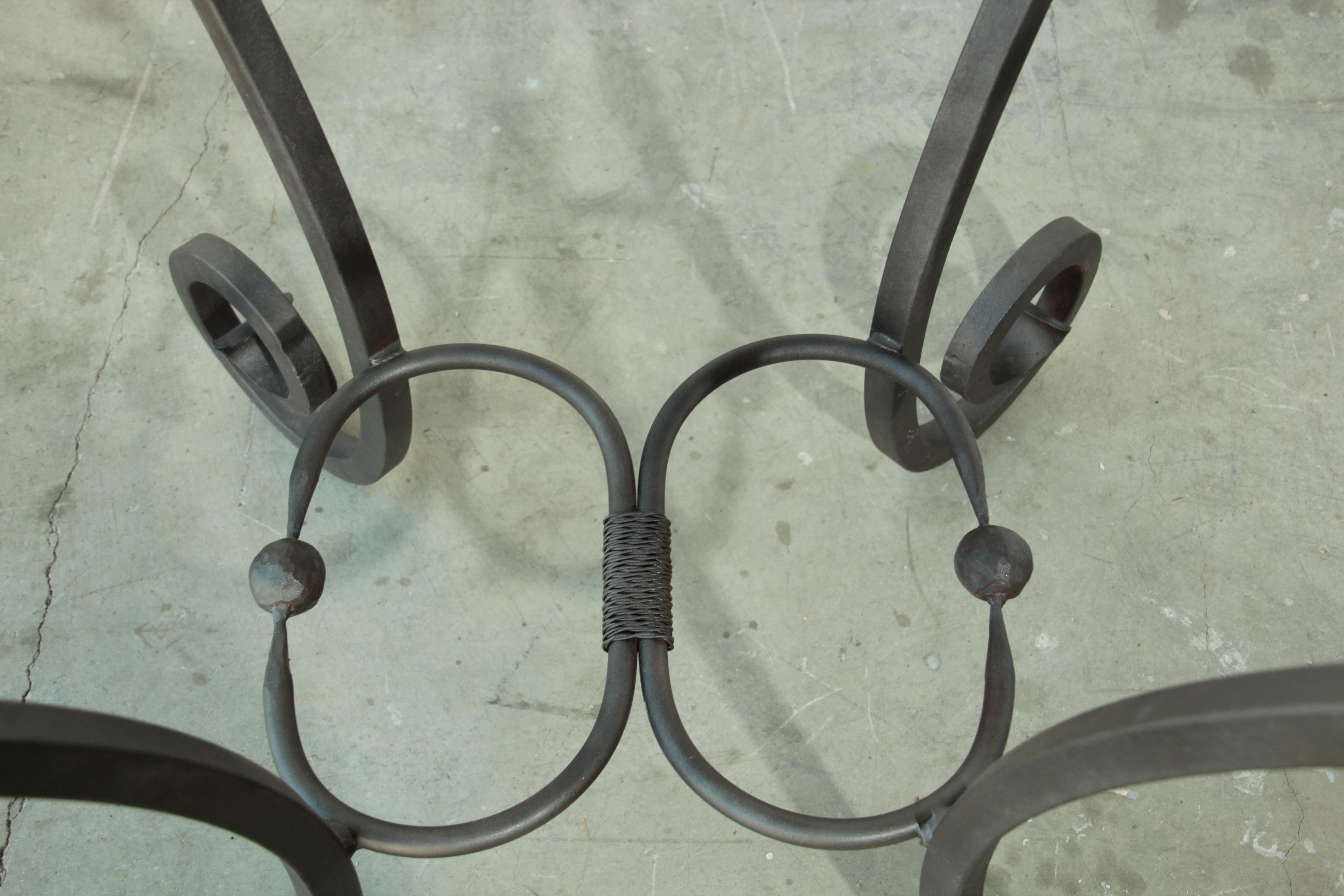 Wrought Iron Table with Glass Top In Good Condition In North Hollywood, CA