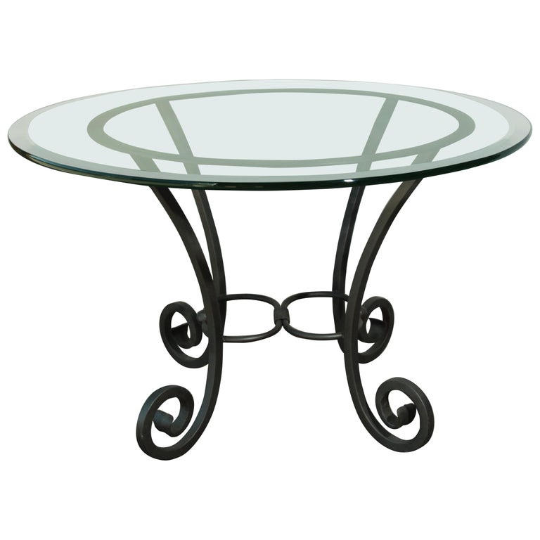 Wrought Iron Table with Glass Top at 1stDibs