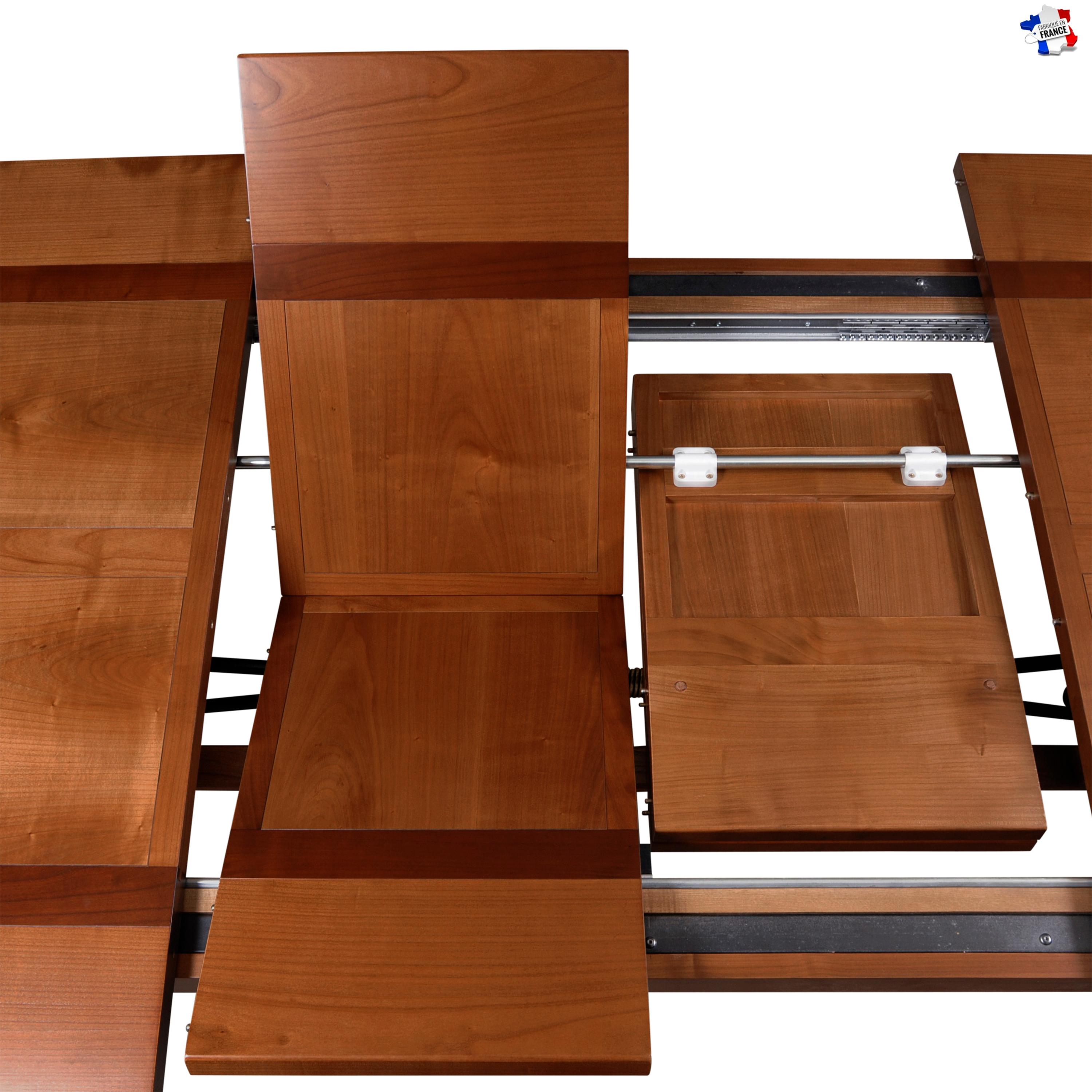 XXIe siècle et contemporain Table en fer forgé avec plateau en cerisier massif - extensions intégrées en vente