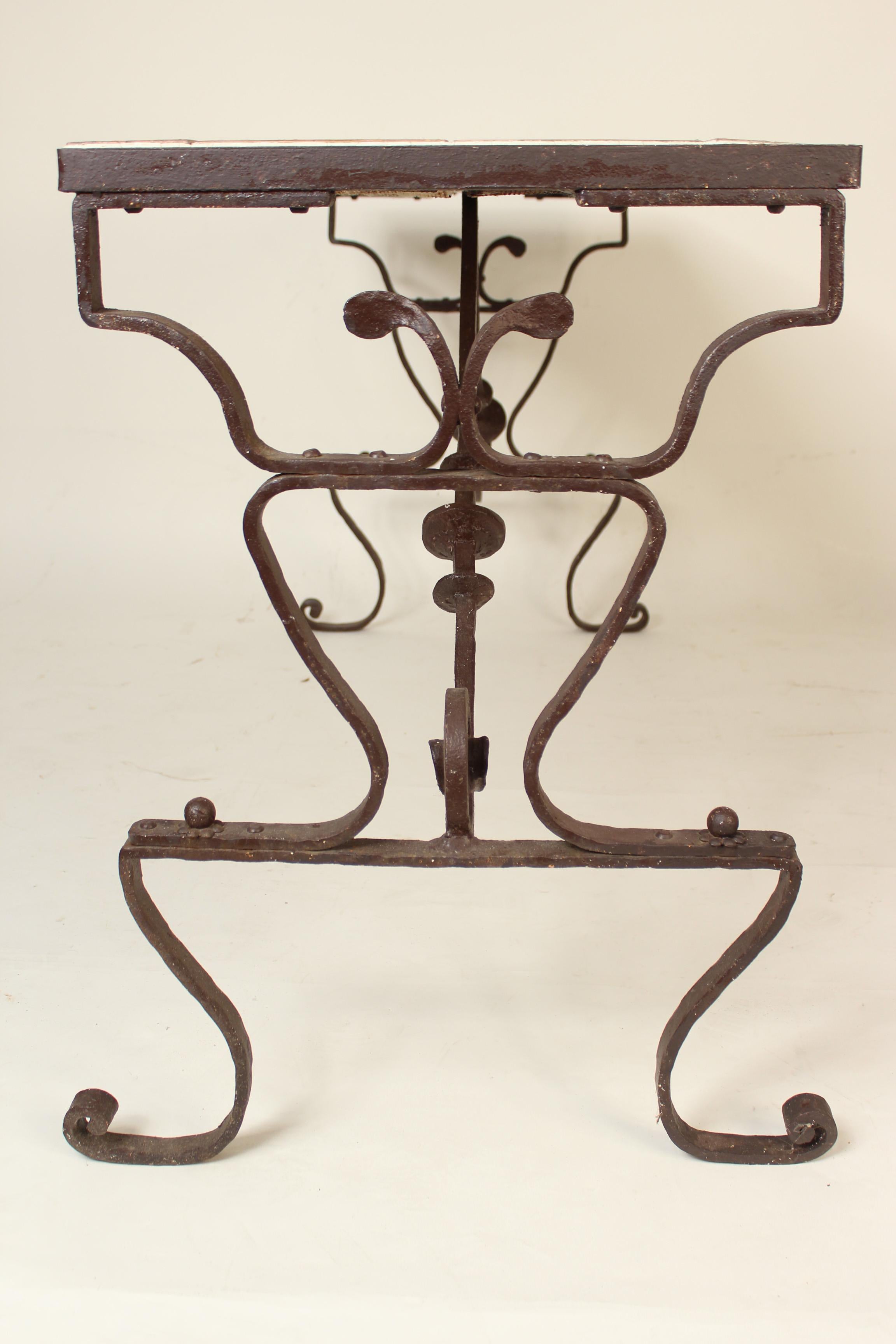 Stoneware Wrought Iron Table with Spanish Tile-Top