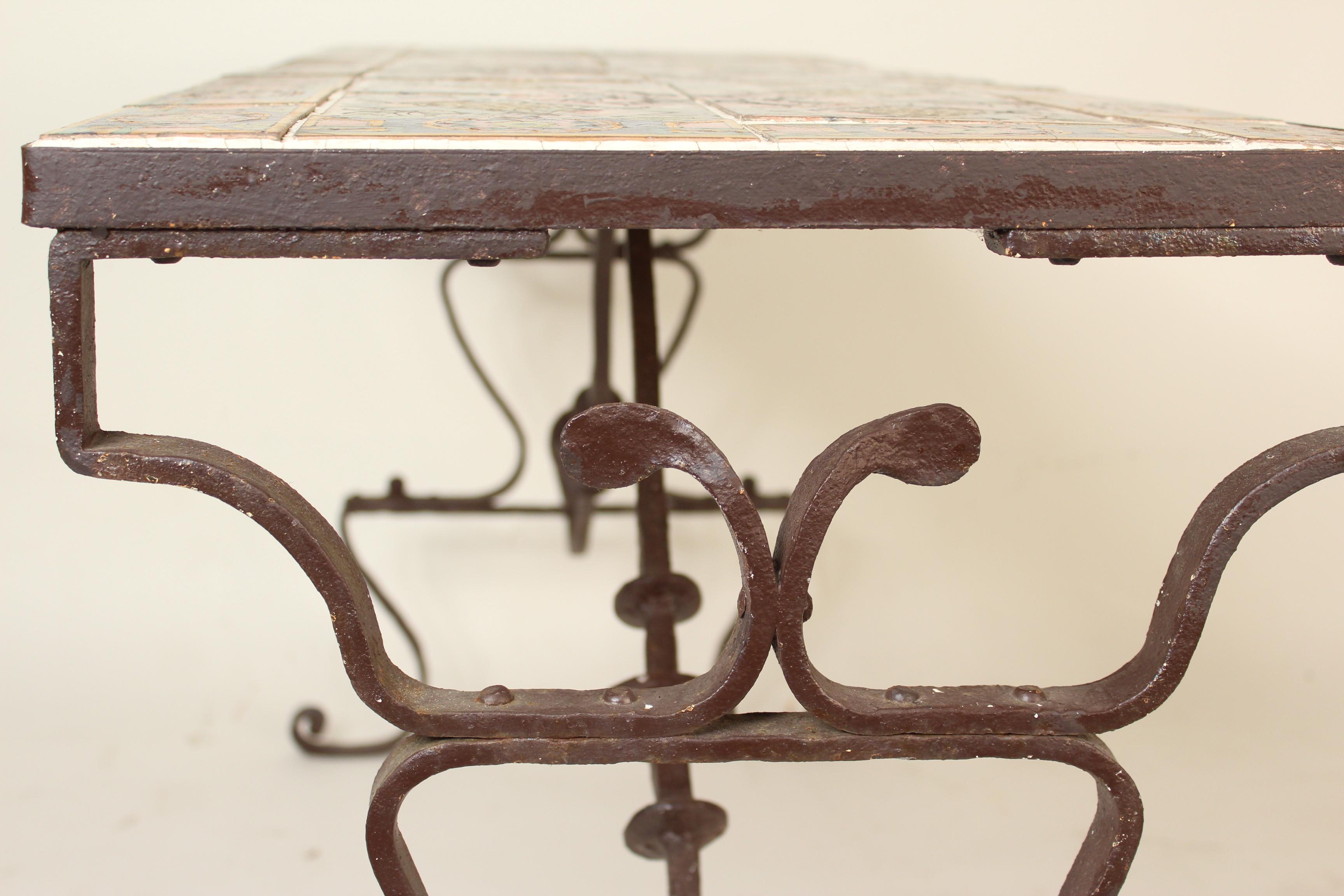 Wrought Iron Table with Spanish Tile-Top 4