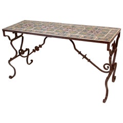 Wrought Iron Table with Spanish Tile-Top