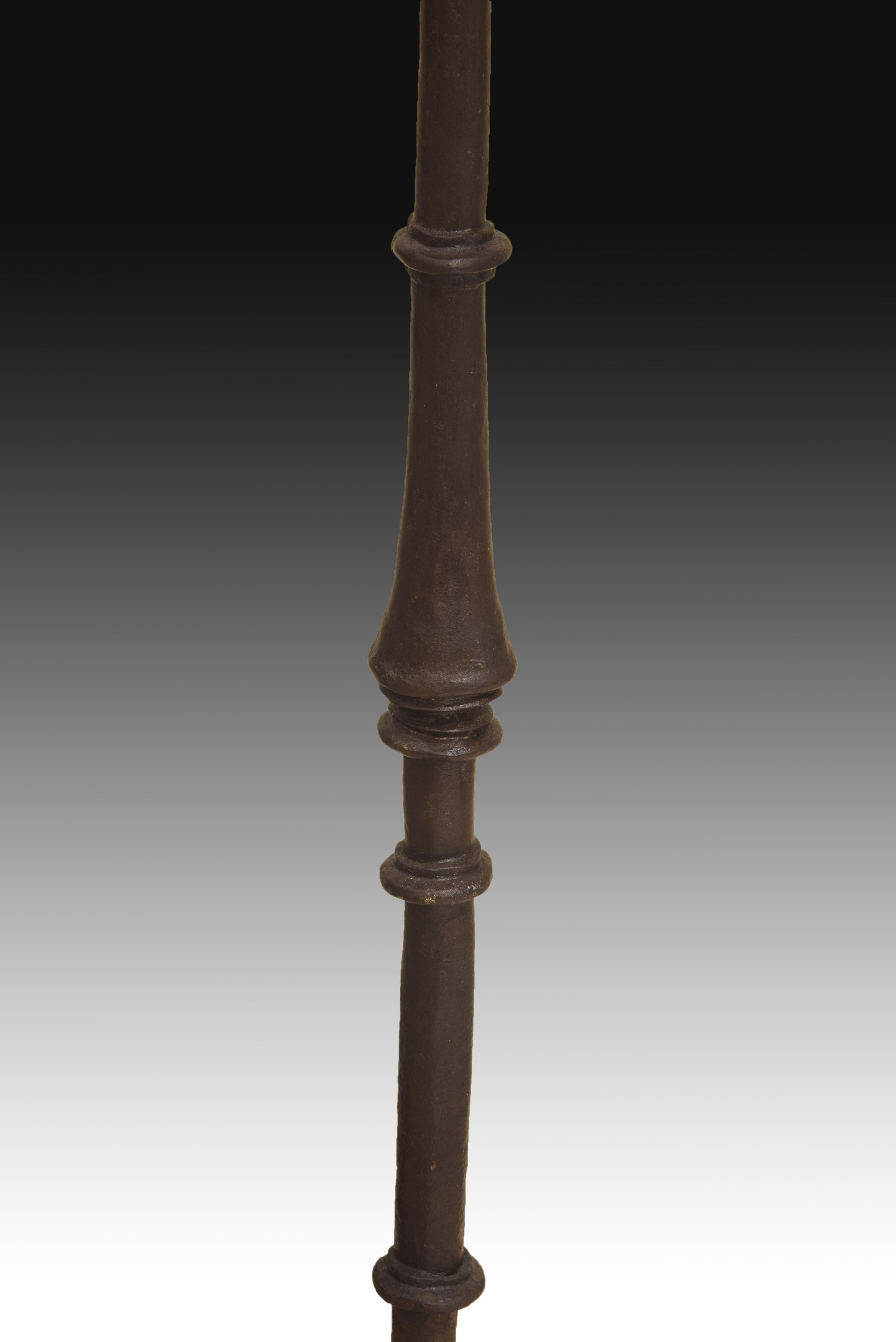 European Wrought Iron Tall Candle Holder, 20th Century For Sale